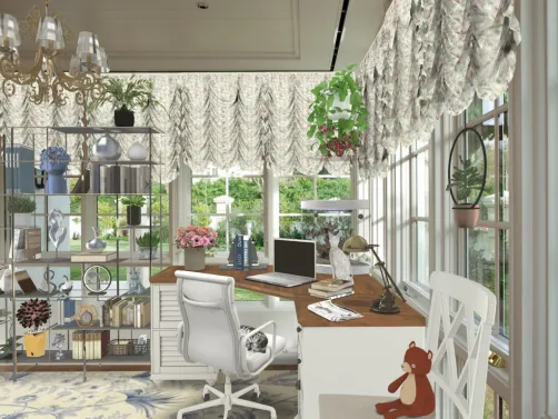 her private office, filled with plants and books