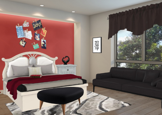 Red and black romance hotal room Design Rendering