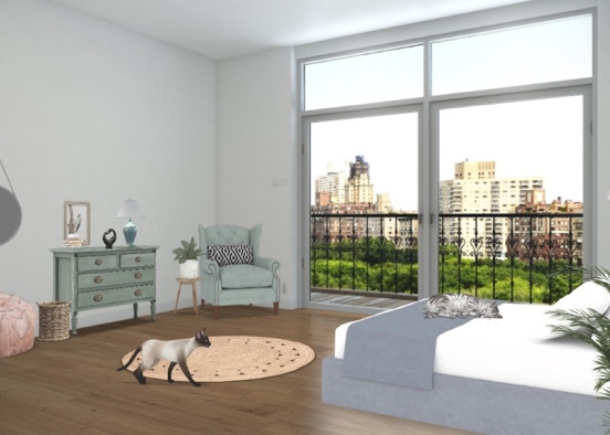 Bedroom for girl  because she love cats  Design Rendering