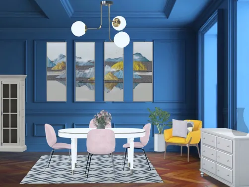 blue pink dining