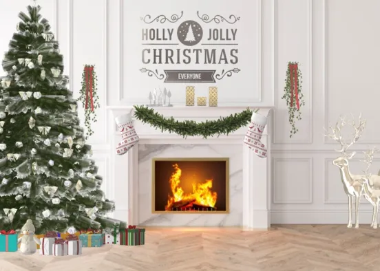 Christmas themed living room Design Rendering