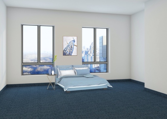 Minimalist Blue Room Design Rendering