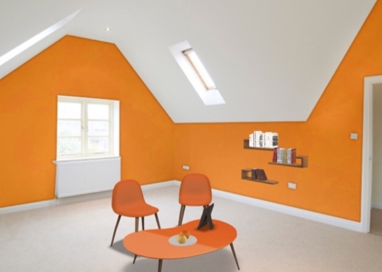 Minimalist Orange Room Design Rendering