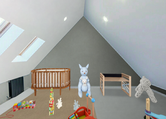 Chambre d'un enfants de minimum 1 ans qui vient de jouer Design Rendering