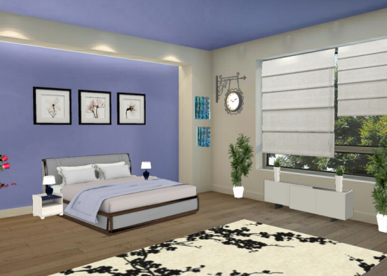 Purple Bedroom  Design Rendering