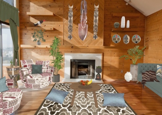 African style living room Design Rendering