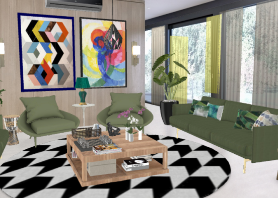 The green living room Design Rendering