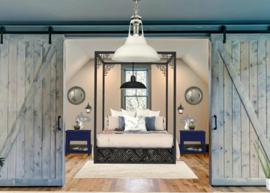 Bedroom and hall in provence Design Rendering