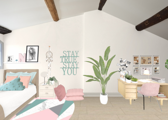 typical girls' bedroom in kdramas Design Rendering