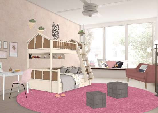 Young Girls Bedroom Design Rendering
