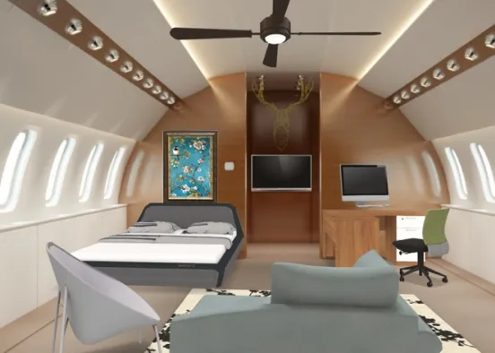 Private Jet Bedroom Design Rendering