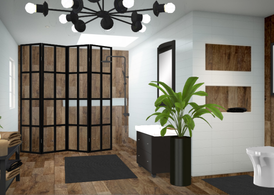 Luxury Cottage bathroom Design Rendering