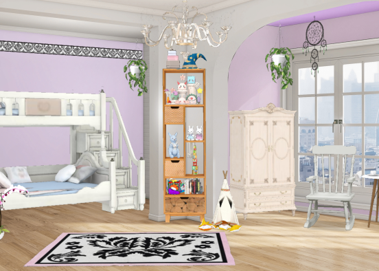 Pink bedroom for baby Design Rendering