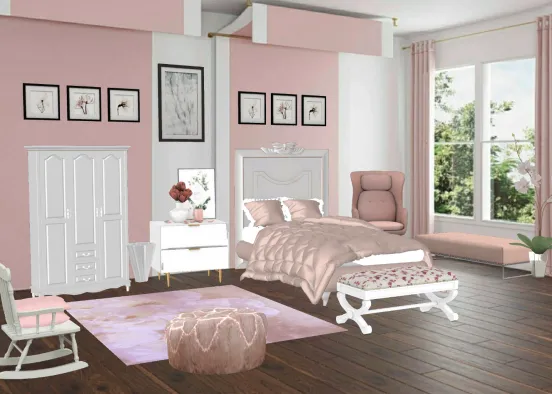 Pretty in Pink Bedroom Design Rendering