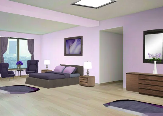 Purple Bedroom Design Rendering