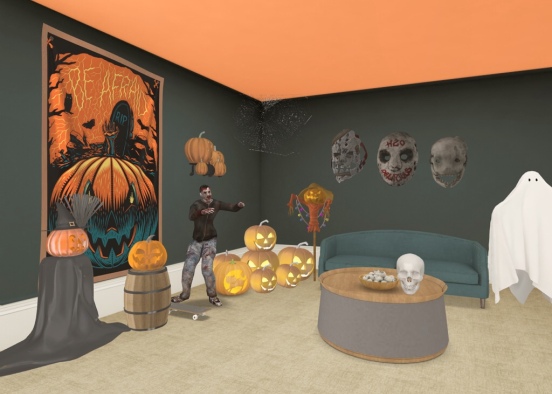Halloween living room. Design Rendering