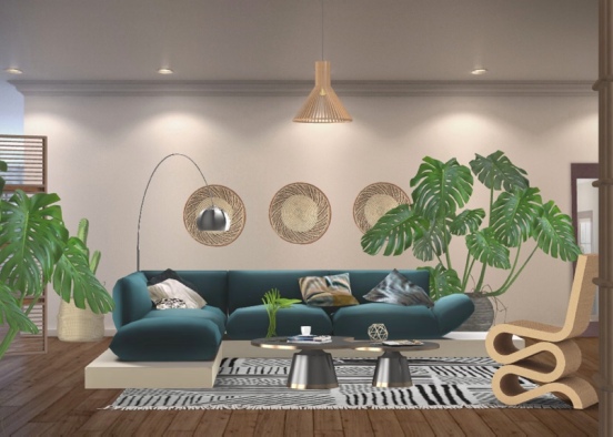 jungle living room  Design Rendering