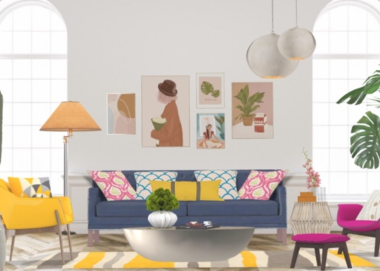 american latin living room Design Rendering