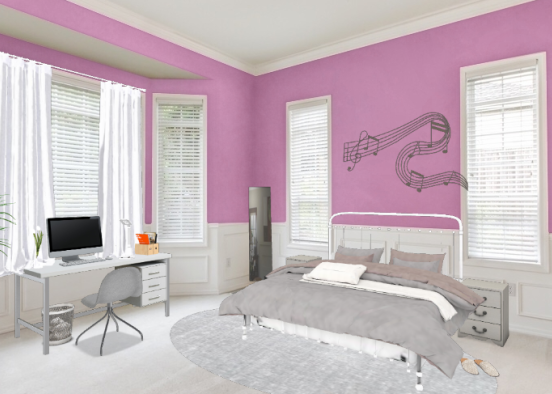 Teenager girl's room Design Rendering
