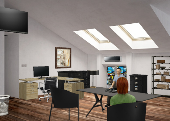Cluttered Office  Design Rendering