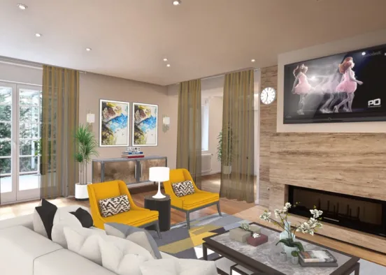 Chic and Cozy living room.  Design Rendering