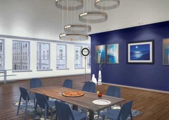 Blue Dining Room Design Rendering
