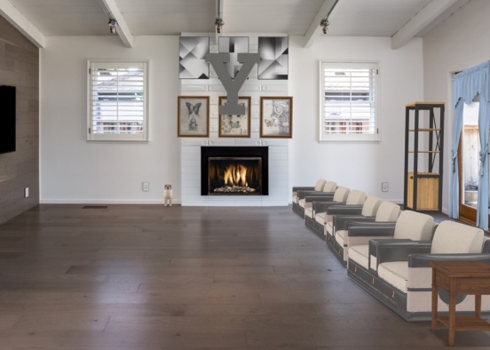 LA mansion Living Room Design Rendering