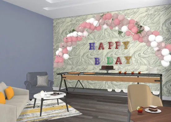 Young Girl B-day party Design Rendering