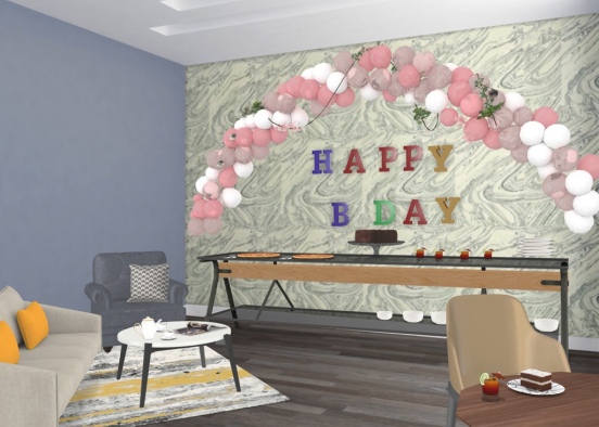 Young Girl B-day party Design Rendering