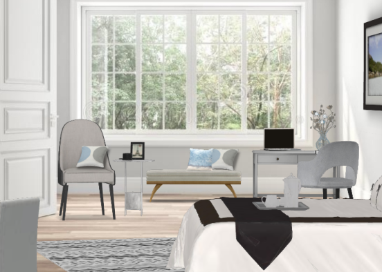 Beautiful grey bedroom Design Rendering