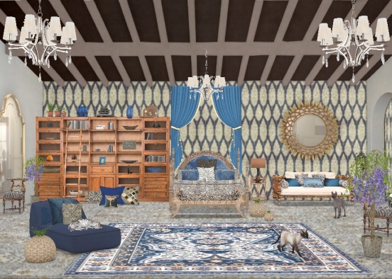chambre royal bleu oriental  Design Rendering