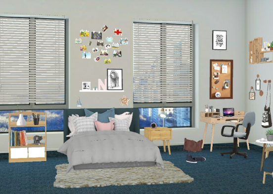 College Dorm Room  Design Rendering