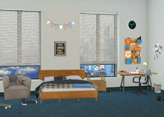 College Dorm Room Design Rendering