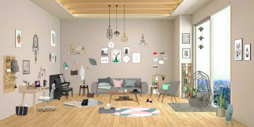 Millenial Hipster City Living Room