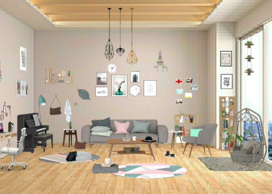 Millenial Hipster City Living Room Design Rendering