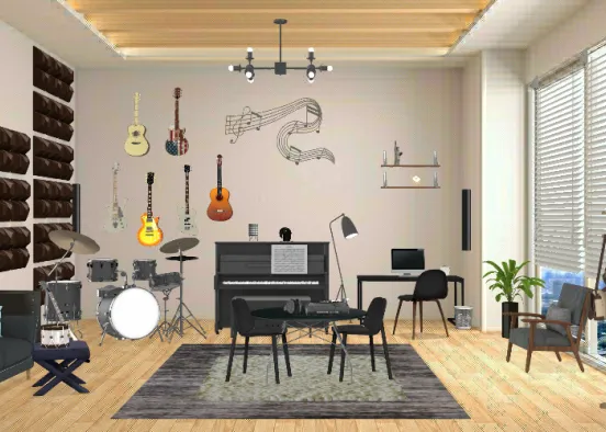Music Studio Office Design Rendering
