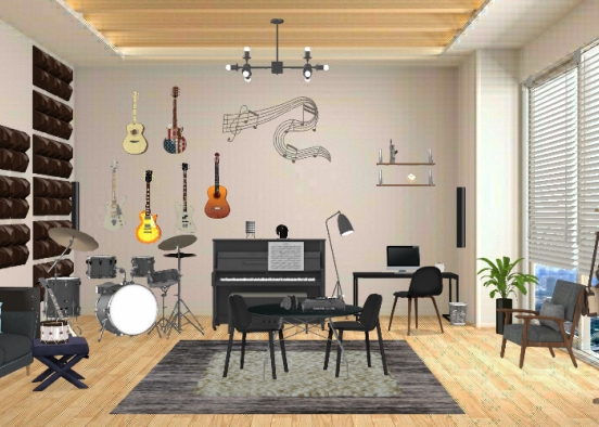 Music Studio Office Design Rendering