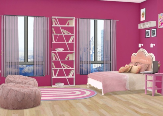 A Pink Bedroom Design Rendering