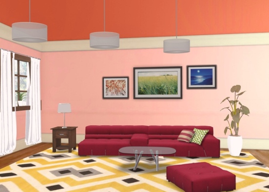 A Multicoloured Living Room Design Rendering