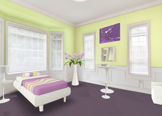 Green and Purple Bedroom Design Rendering
