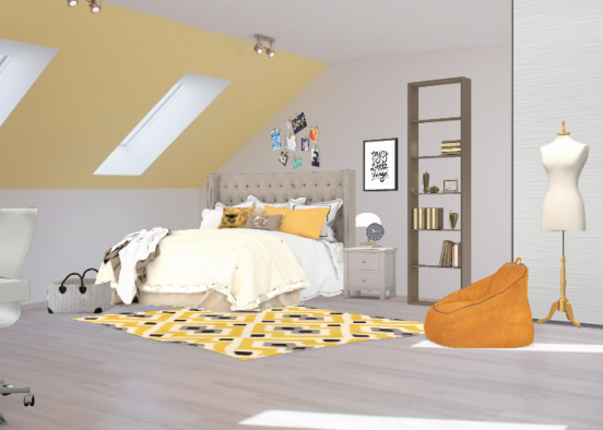 Dormitorio con colores cálidos  Design Rendering
