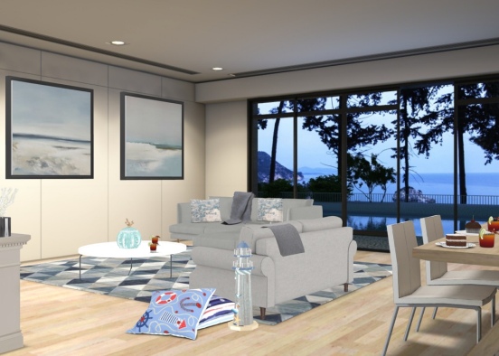 Seaside Livingroom Design Rendering
