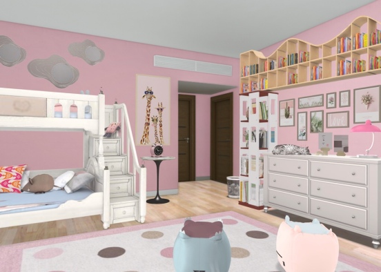 Childhood Bedroom, Pink! Design Rendering