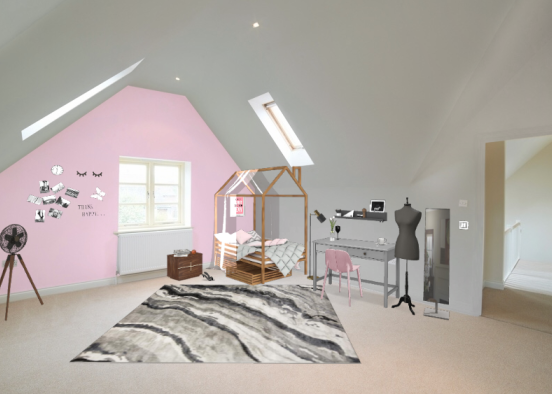 Pink Modern Bedroom  Design Rendering
