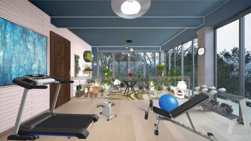Fitness room beside with the garden🌷