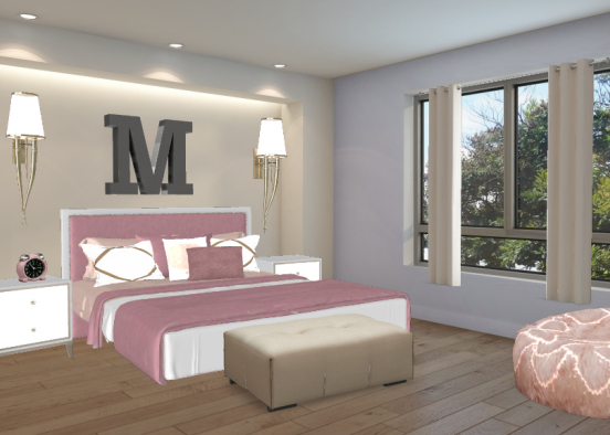 Bedroom pink-grey,  part#1 Design Rendering