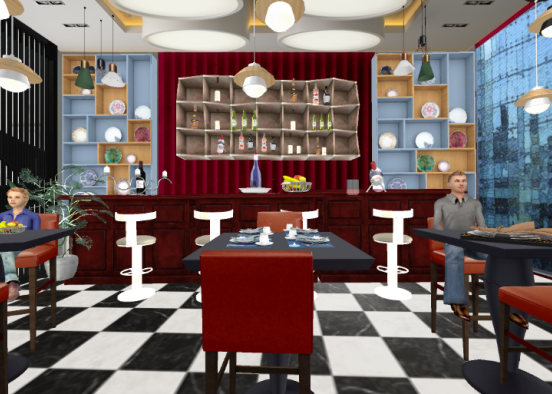 Bar and restaurant Design Rendering