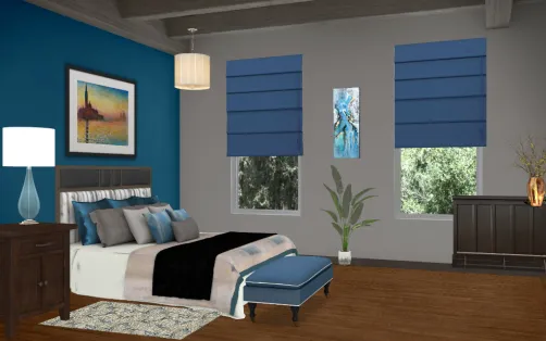 Cozy  blue bed room