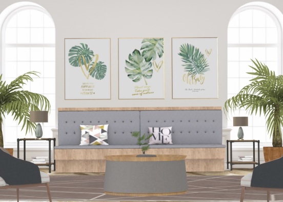 palm tree living room. Design Rendering