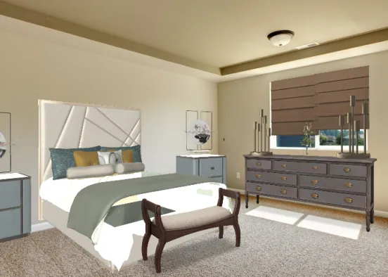 Teal bedroom  Design Rendering